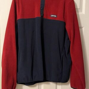 Lands' End Burgundy and Navy Fleece Pullover